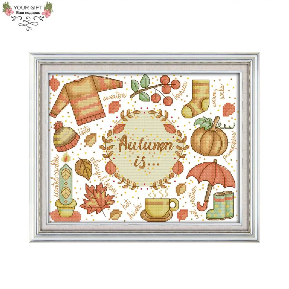 

Your Gift Counted and Stamped Autumn Impression Needlework Embroidery Cross Stitch Kits for Home Decor J365