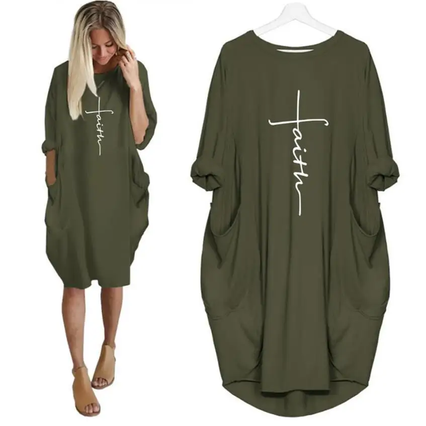 

Fashion Pocket T-Shirt For Women Fashion Pocket Faith Letters Print Harajuku Women T-Shirt Female Top Cotton Funny