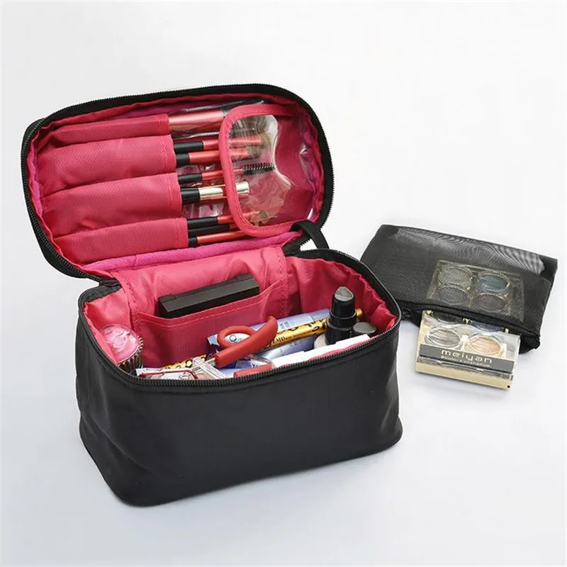 Black Red Портативная женская косметичка, чехол, органайзер для макияжа, косметичка, сумочка на молнии, моющаяся Сумочка, косметичка, большая, 25 - Цвет: Black Red