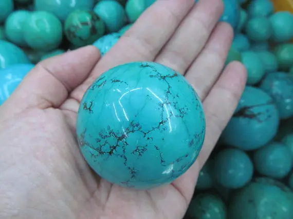 Бесплатная доставка-2 шт. 50 мм 2inchGemstone Бирюза Камень Сфера синий мяч зеленого
