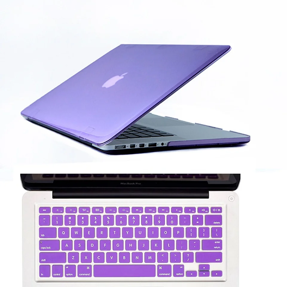 Прозрачный чехол для Macbook Air Pro retina 11 12 13 15 с силиконовой клавиатурой, чехол для ноутбука, чехол для Mac Book 11 12 13 - Цвет: Фиолетовый