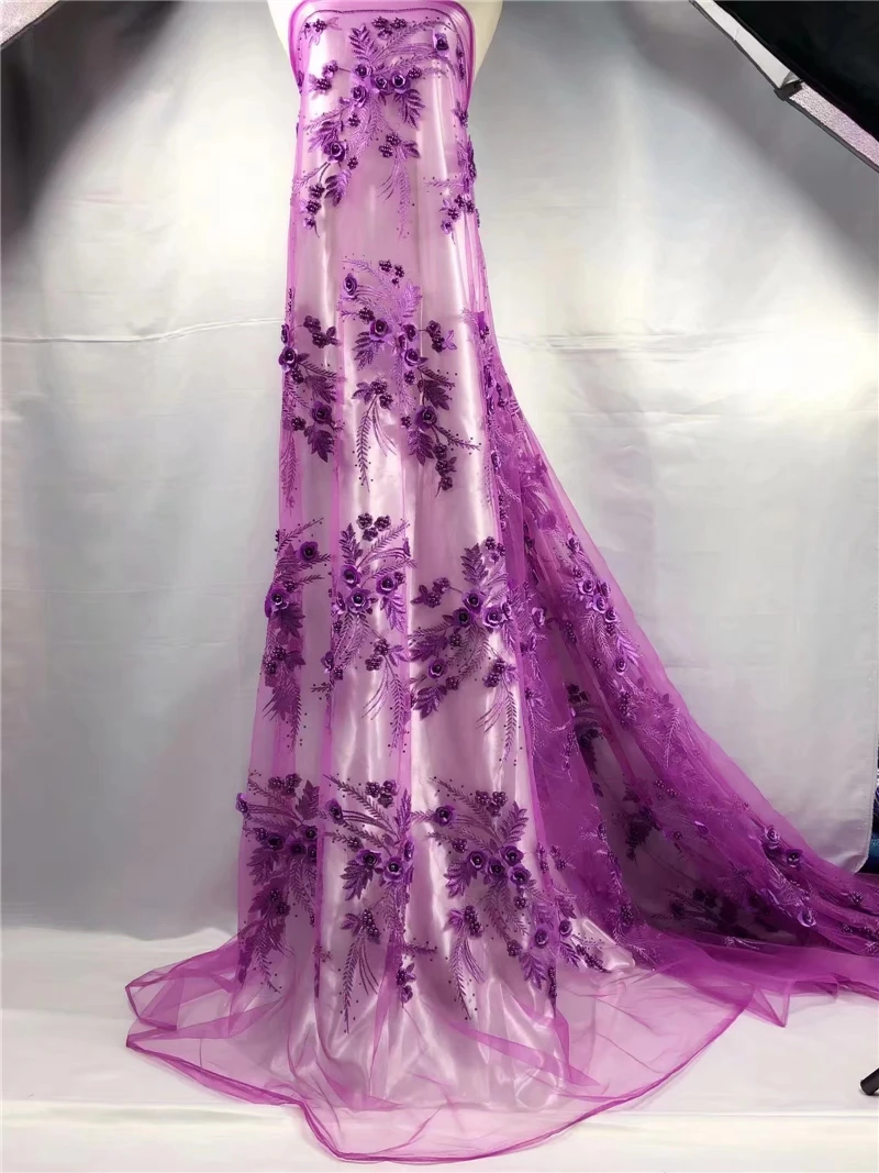 Beautifical 2018 3d кружева кружевная ткань Высокое качество африканская с бисером
