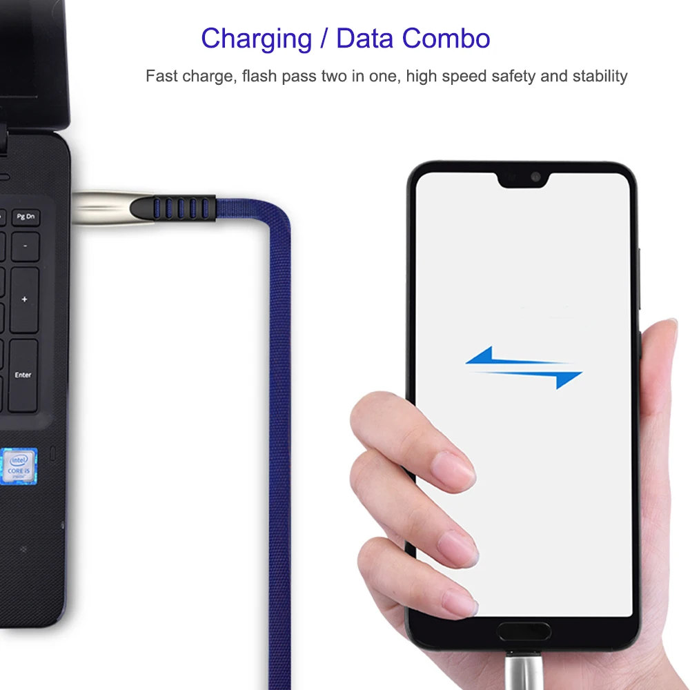 Usb-кабель type C из цинка 1 м, 5 В, 2.8A, быстрый зарядный плоский нейлоновый usb-кабель type-C для huawei P30 pro samsung S10