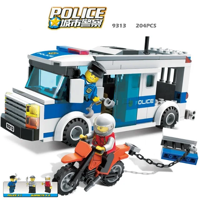 9313 no box 8 стилей, модель полицейского отделения, строительные блоки, Playmobil блоки, DIY Кирпичи, развивающие игрушки, совместимые с полицейскими - Цвет: 9313 no box