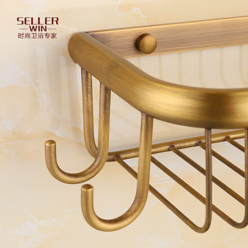 Антикварная медная полка для душевой корзины квадратная доска широкий ремень