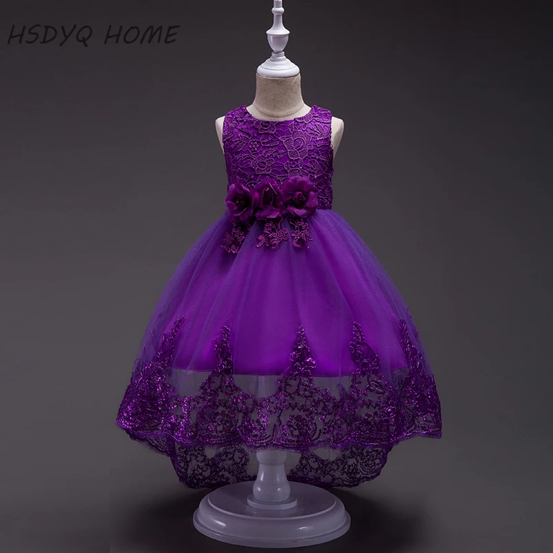 Фиолетовые платья без рукавов с цветочным рисунком для девочек дешевые