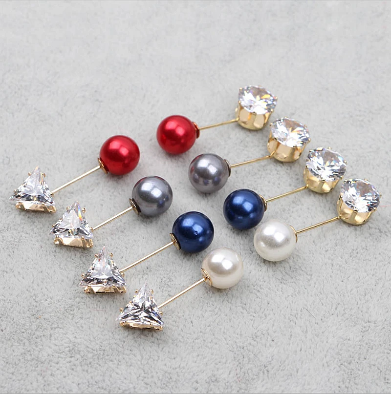 Imitation Pearl Sparkling Crystal Rhinestone Long Needle Brooch Pins &amp Brooches Women Suit Sweater Coat Shirt Pin Badge Jewelry |