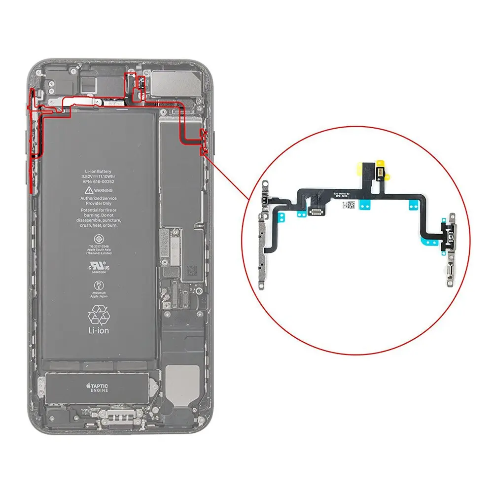 Switch On/Off Power Button And Volume Control Flash Light Mic Mute Connector Flex Cable w/Bracket For iPhone 7 7Plus 8G 8 Plus