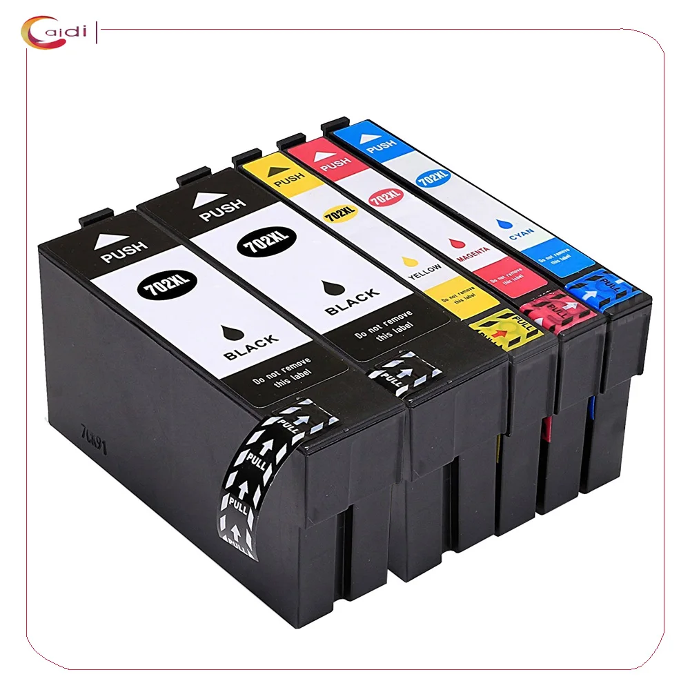 

5 x (2 Black, 1 Cyan, 1 Magenta, 1 Yellow) Compatible ink cartridge 702 702XL E-702XL T-702XL for WorkForce Pro WF-3720 WF-3725