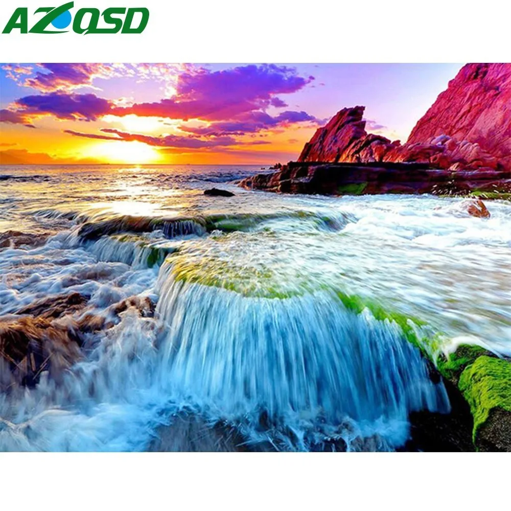 AZQSD алмазная живопись пейзажи DIY полностью квадратная Алмазная вышивка море