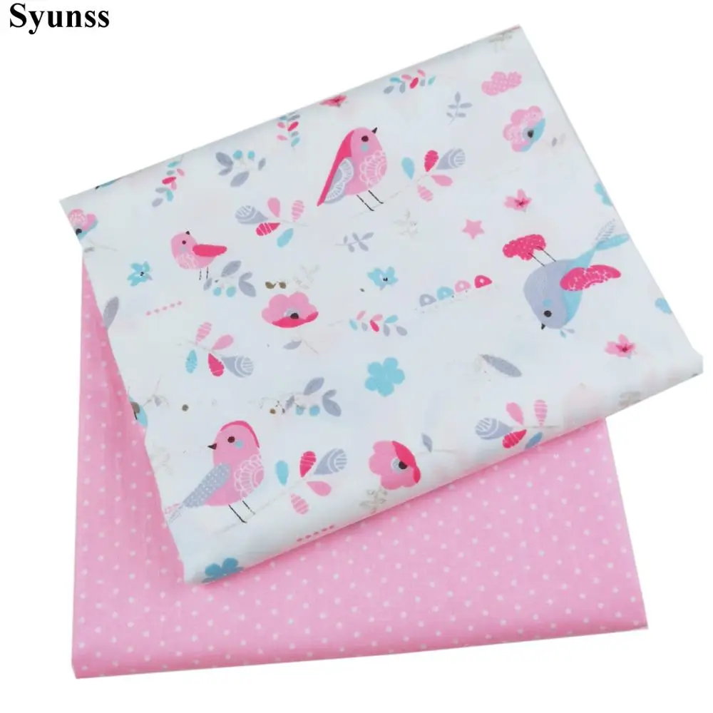 Syunss розовая саржевая хлопчатобумажная ткань с цветочным принтом в горошек