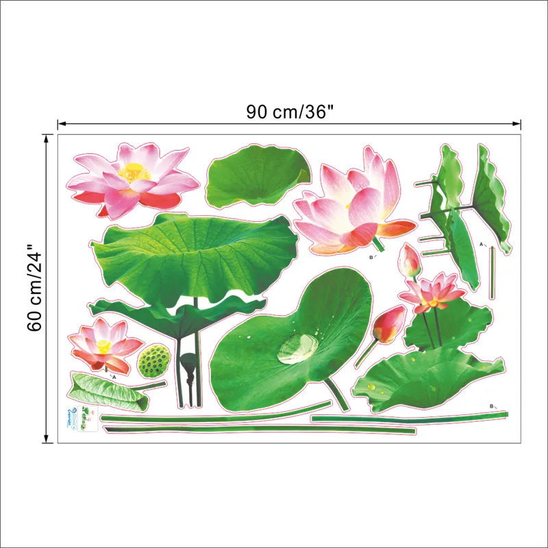 

Lotus Leaf Flowers Wall Sticker For Shop Office Home Decor 3d Vivid Pastoral Plant Mural Art Diy Pvc Wall Decal