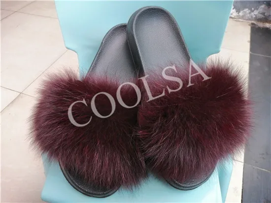 as picture shows COOLSA/Новинка; женская пушистая лиса; меховые тапочки; женская обувь для отдыха на море; модные плюшевые меховые Вьетнамки; Повседневная Домашняя обувь на плоской подошве; Лидер продаж - Цвет: as picture shows