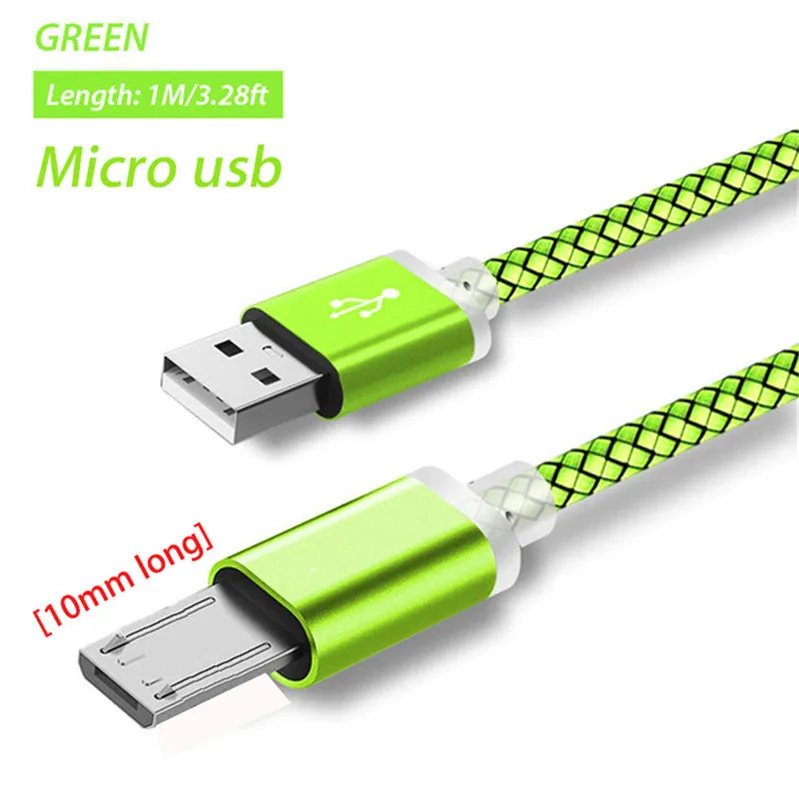 Green Micro usb cabl Кабель зарядного устройства микро-usb для Blackview A7/A30/A60/A50BV6000 Bv1000 S6 Oukitel C15 C13 U12 K10000/K3 Ulefone зарядки и синхронизации для зарядки - Цвет: Green Micro usb cabl
