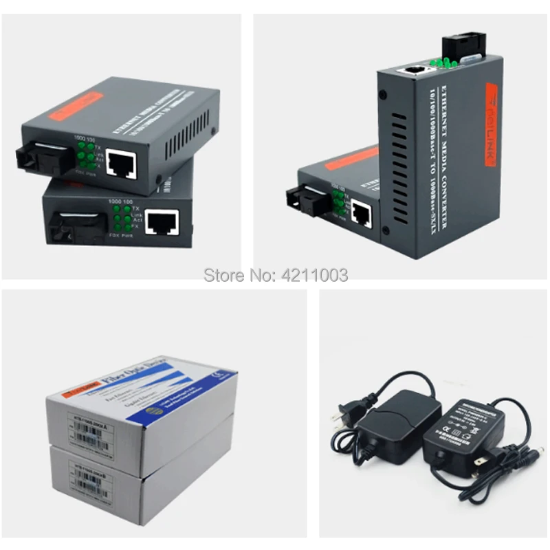 1 Pair switch fiber optic media converter HTB-GS-03 A/B Gigabit Fiber Optical 1000Mbps 20KM SM Single SC Port | Мобильные телефоны