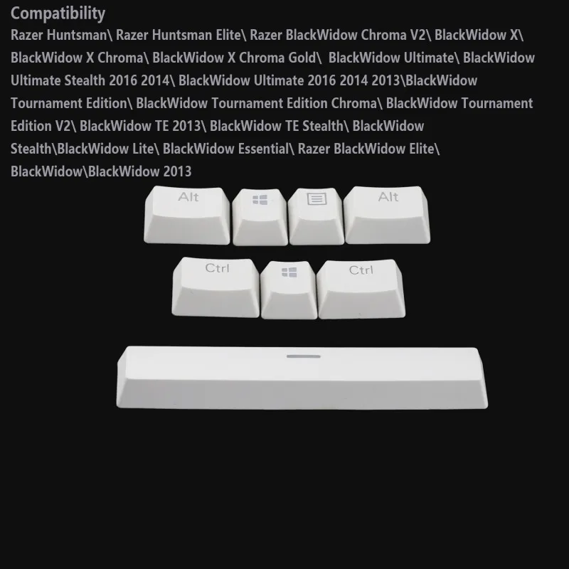 White Razer YMDK PBT Черный Белый 8 ключ Douhle Shot Shine через Keycap нижний ряд специальные ключи для Corsair logitech razer Coolermaster - Цвет: White Razer