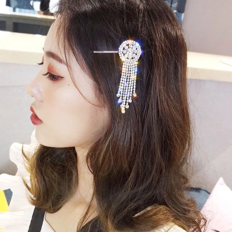 Мода 2019 Новый Блестящий горный хрусталь кисточкой аксессуары для волос женщин