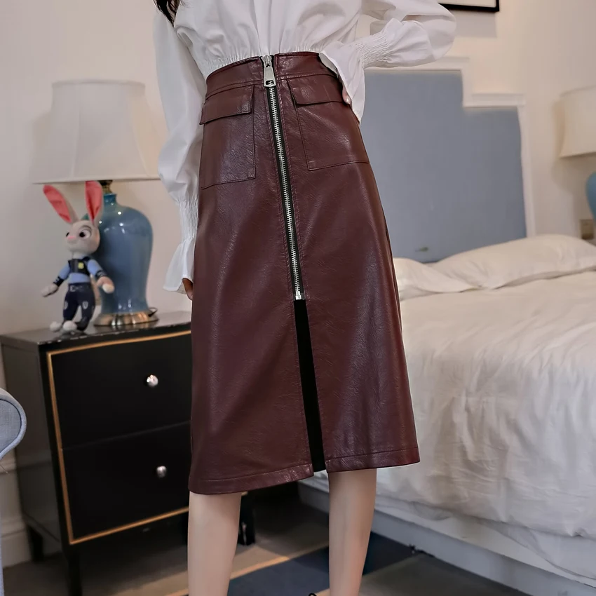 Длинная юбка Для женщин 2018 новый на молнии Зимняя с двойными карманами цвет