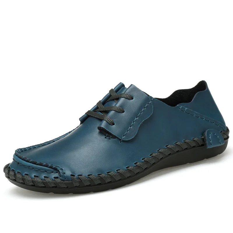 Fashion Sneaker 2019 Design Hand Sewing Men Genuine Leather Boat Shoes Lace Up Casual Flats Moccasins Driving Loafers | Обувь