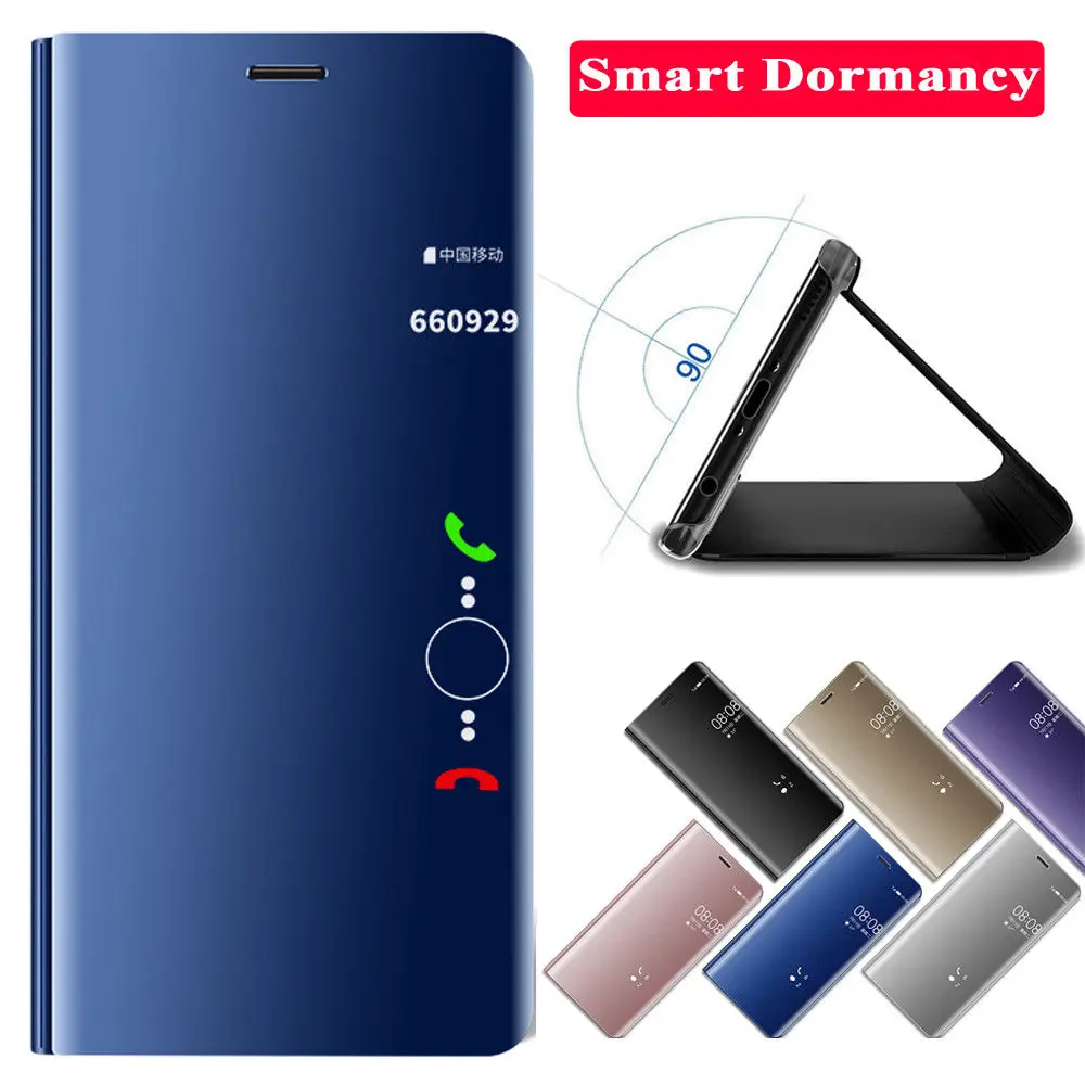 Умный зеркальный чехол для Huawei P20 Pro P10 P8 P9 Lite 2017 кожаный флип Y7 Prime 2018 Honor 9 P