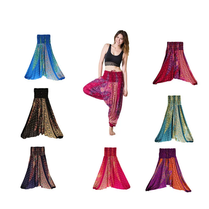Женские удобные йога Бич Багги Цыганский для женщин штаны шаровары и брюки в