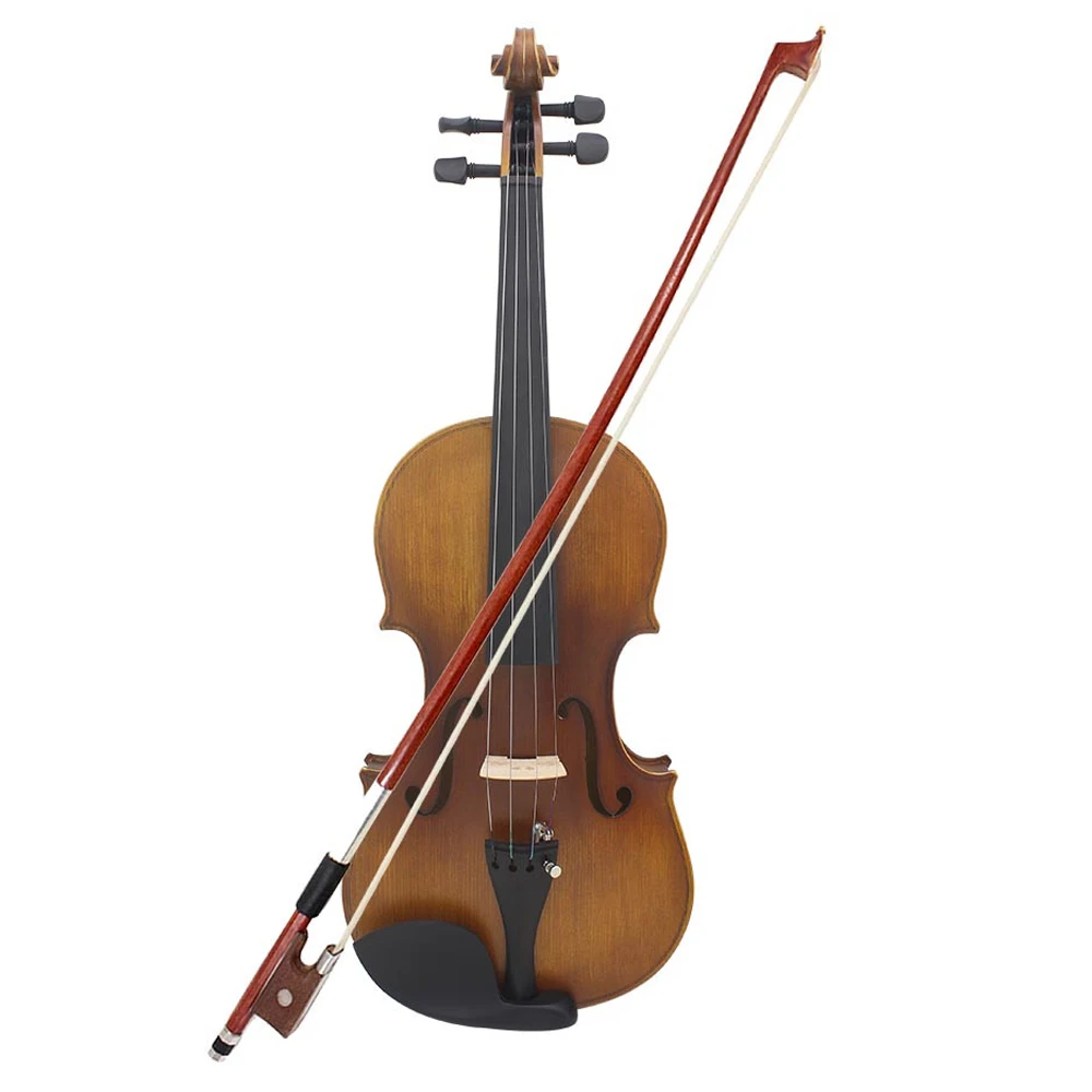 4/4 Full Size Violin Fiddle Solid Wood Matte Finish Spruce Face Board Ebony Fretboard with Hard Case Bow Rosin Clean Cloth | Спорт и