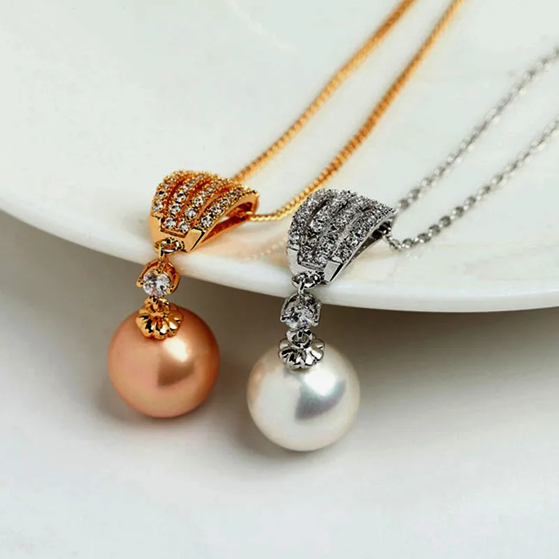 2017 Новый синтез жемчуг кулоны ожерелья для женщин белый/золотой цвет AAA