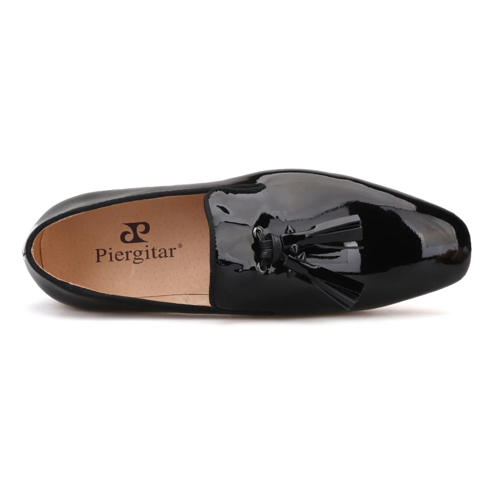 Piergitar New Handmade men leather shoes with spikes tassel Fashion Party and wedding men's loafers plus size male flats | Обувь