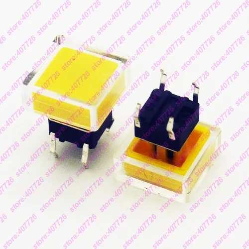 10 шт. 6*6*7,3 мм(H = 9,8 мм с 2 колпачками) 4PIN DIP& SMD Мгновенный Такт Кнопка Верхняя квадратная головка тактические ключи переключатель мини кнопка - Цвет: Switch AddYellow2Cap