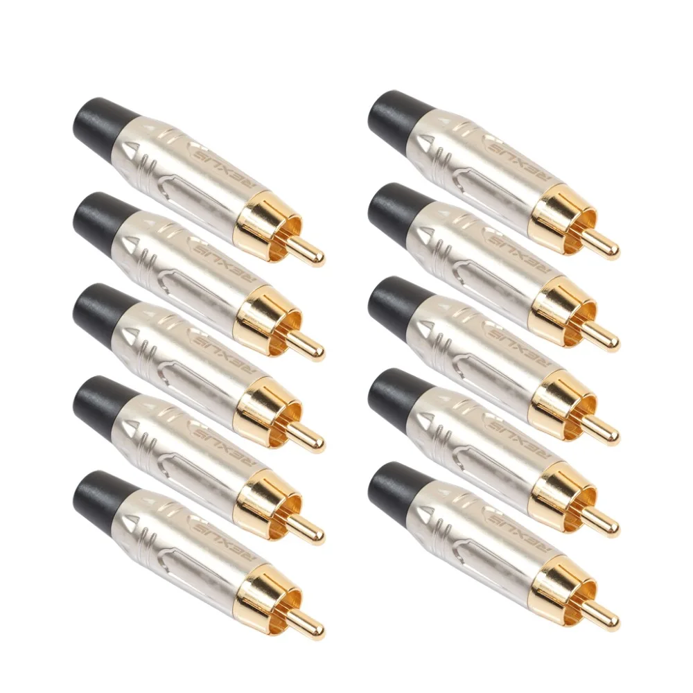REXLIS Лот позолоченный RCA DIY сварочный разъем штекер аудио разъем с резиновым кабелем протектор 2 шт./5 шт./10 шт