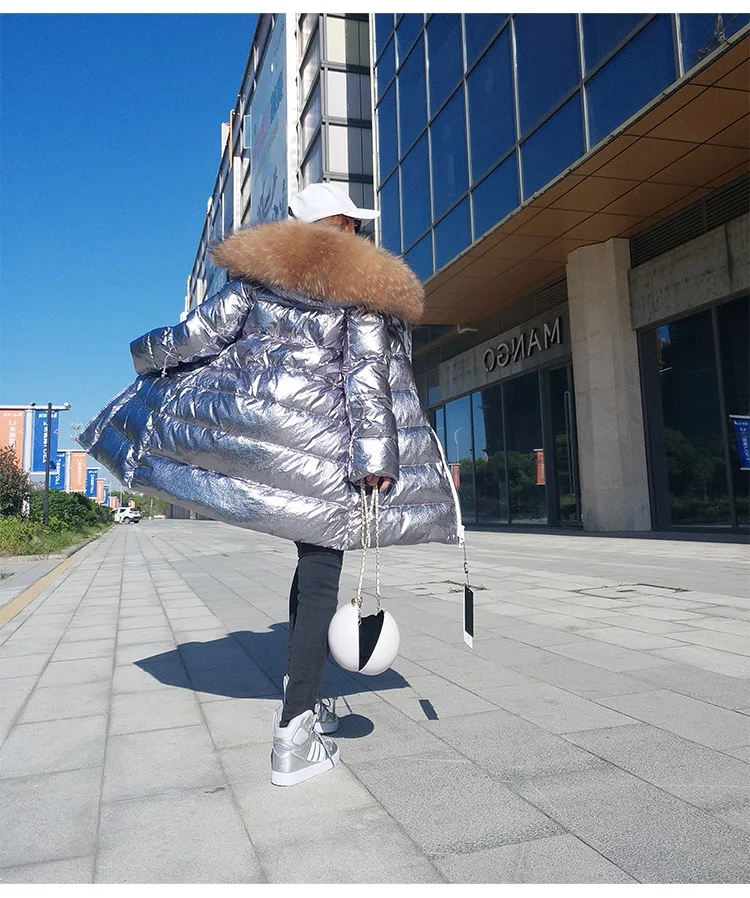 Женский пуховик с капюшоном высококачественный на утином пуху воротником из