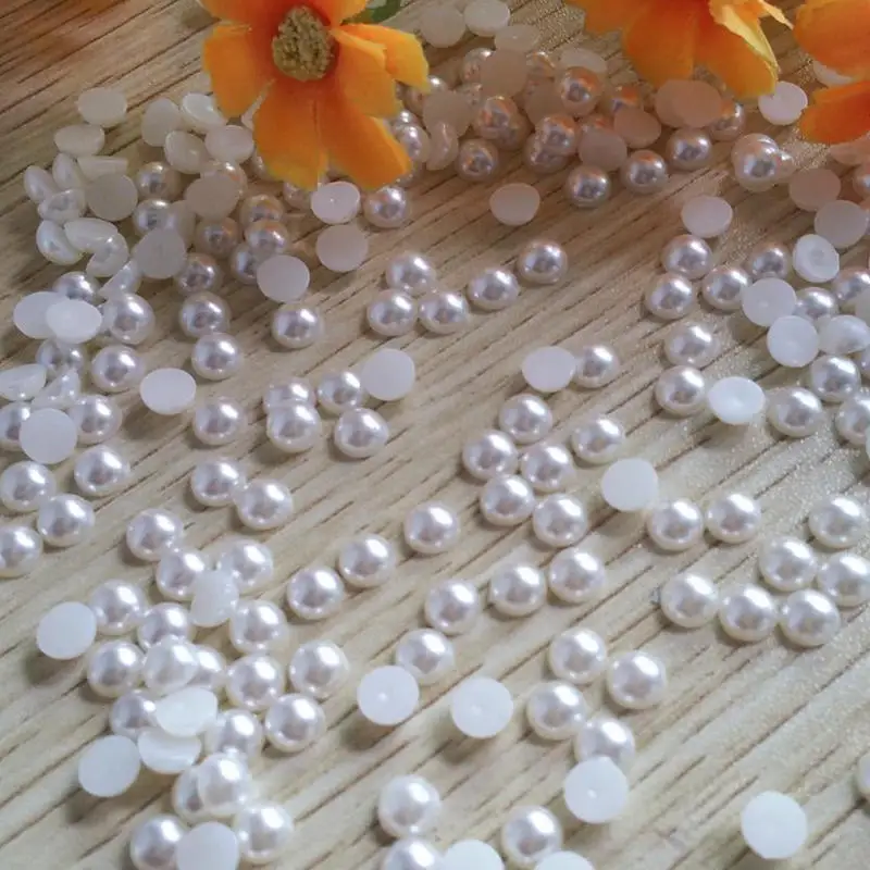 Полукруглые бусины из АБС пластика с имитацией под жемчуг 6 мм 150 шт. Декоративные