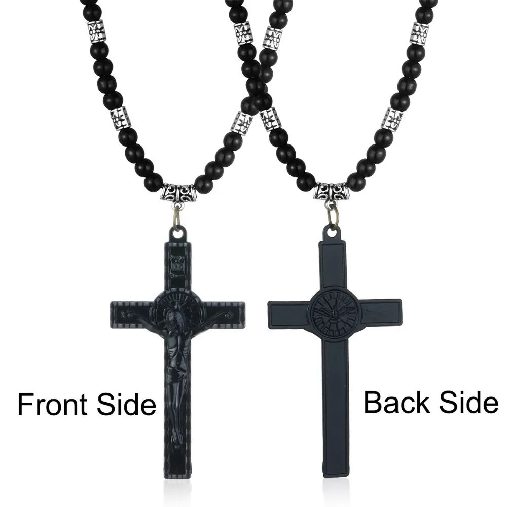 INRI Symbol Распятие Кожаный веревочный браслет с подвеской ожерелье для женщин ретро крест Иисус бусы цепочка ожерелье мужские Религиозные ювелирные изделия CN13