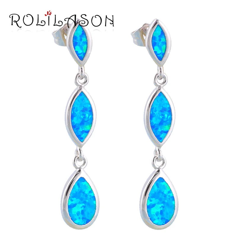 3.62 г романтический стиль Оптовая и розничная Синий огненный опал Серебро штамп