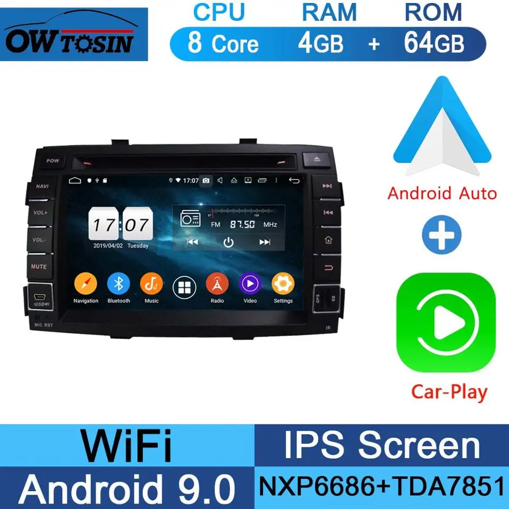 " ips 8 ядерный 4 Гб ram+ 64 Гб rom Android 9,0 автомобильный dvd-плеер для Kia Sorento 2012 2013 DSP радио gps Parrot BT Adas Multimedi - Цвет: 64G CarPlay Android