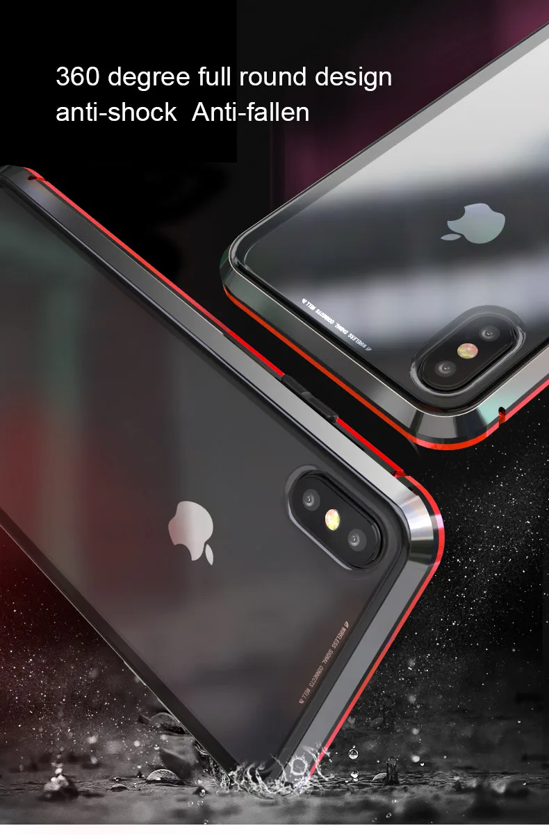 360 полный защитный Магнитный адсорбционный чехол для iPhone X/XS/XR/XS MAX, передняя и задняя крышка из закаленного стекла, полное покрытие экрана
