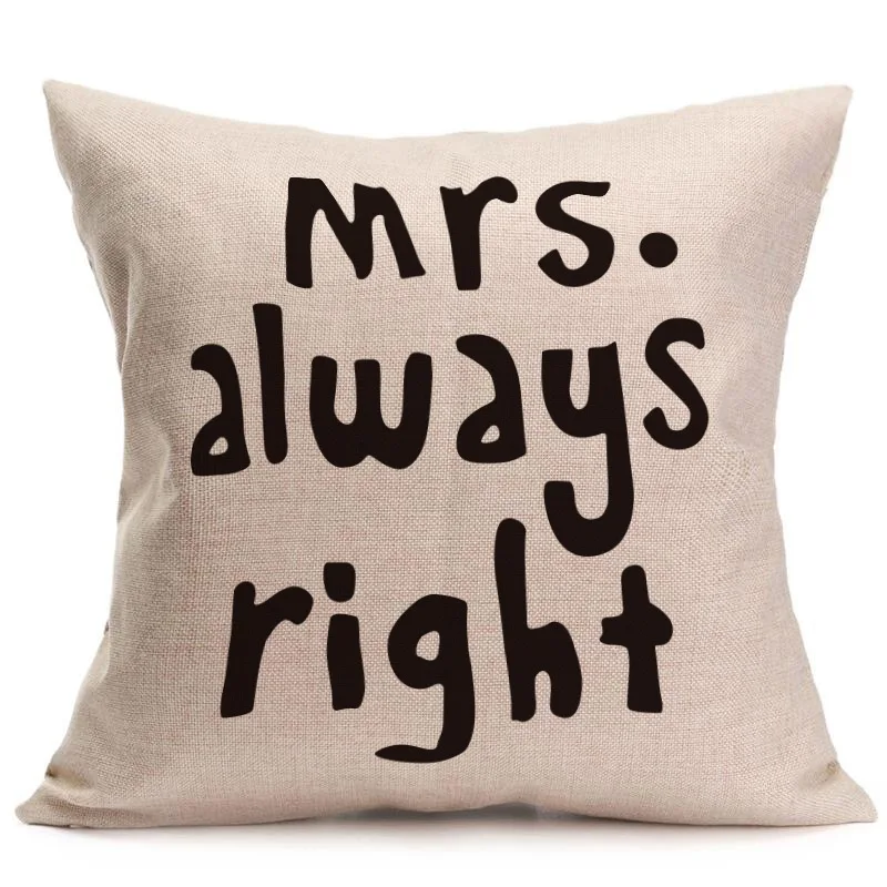 43*43 см Love Mr Mrs, хлопковая льняная Подушка, Наволочка на подушку, подарок ко Дню Святого Валентина, украшение дома, декоративная наволочка 40247 - Цвет: B
