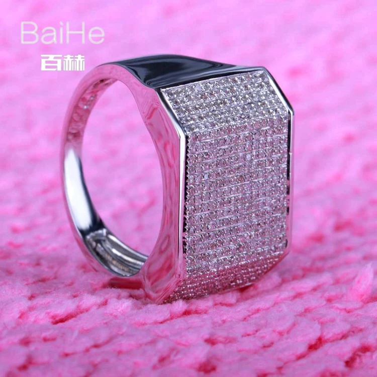 BAIHE Solid 14 K белое золото(AU585) 1.2CT сертифицированные H/SI круглые ограненные настоящие бриллианты свадебные мужские модные ювелирные изделия кольцо