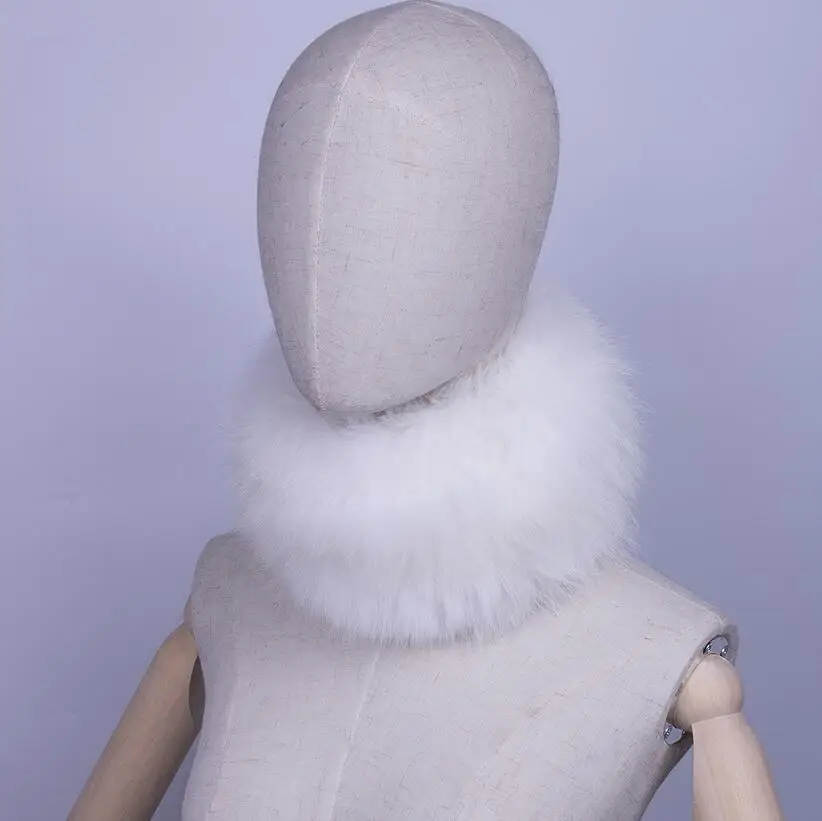 white fox fur YCFUR, женский шарф, зимний эластичный вязаный шарф из натурального меха лисы, шарфы для женщин, шарф для шеи, женские резинки для волос, резинки для девочек - Цвет: white fox fur