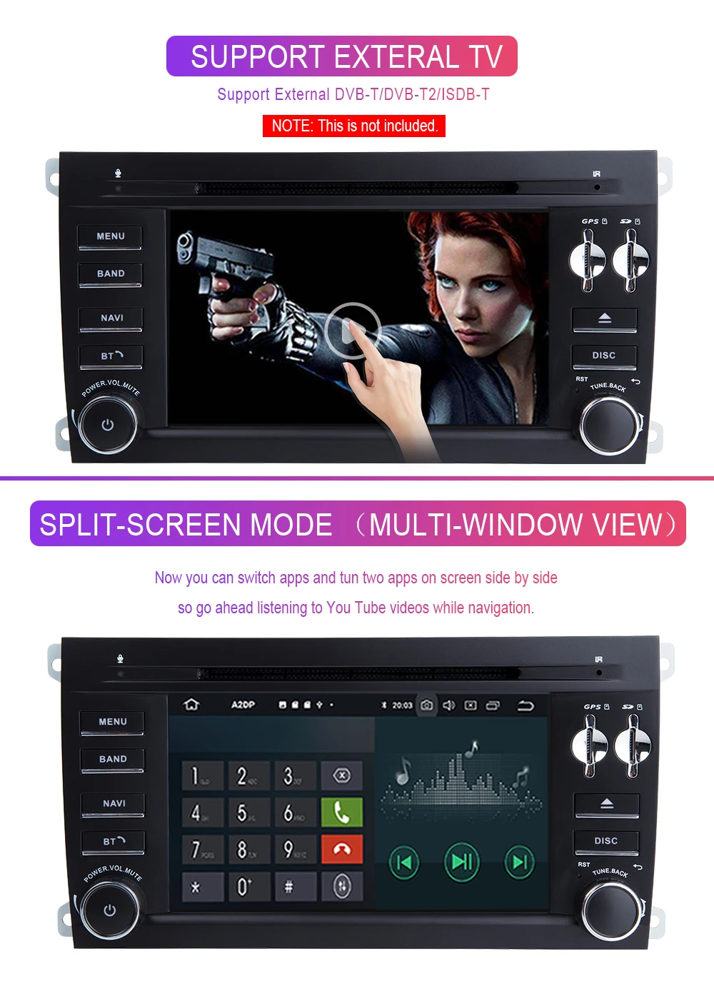 2 Din Android 9,0 автомобильный DVD мультимедиа для Porsche Cayenne S GTS 2003-2010 gps навигация cd головное устройство стерео радио аудио 955 мм