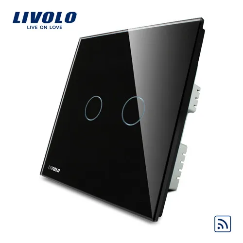 Black Livolo умный Беспроводной переключатель, AC220-250V, VL-C302R-61/62/63, Стекло Панель, Беспроводной дистанционного дома светильник UK переключатель, без пульта ДУ - Цвет: Black