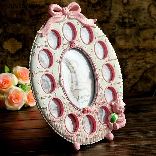 Розовый домашний декор фоторамка креативный детский розовый коллаж из смолы