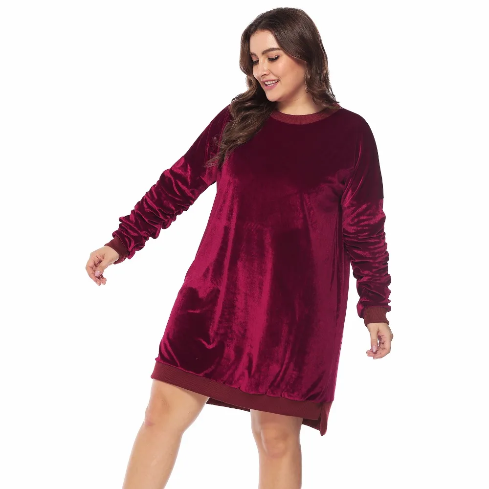 Платье футболка PGSD с эластичным рукавом и О вырезом на осень зиму|Женские платья|