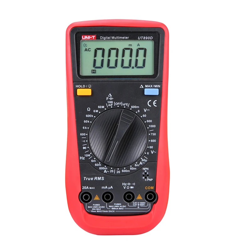 UNI-T UT890D Цифровой мультиметр True RMS AC/DC Частотный мультиметр Амперметр мультитестер