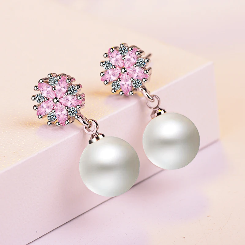 

Fashion Elegant Pearl Pendant Bride Earrings Korean Style Sweet Romantic Wedding Earrings Wedding Party Gifts Female Accessories