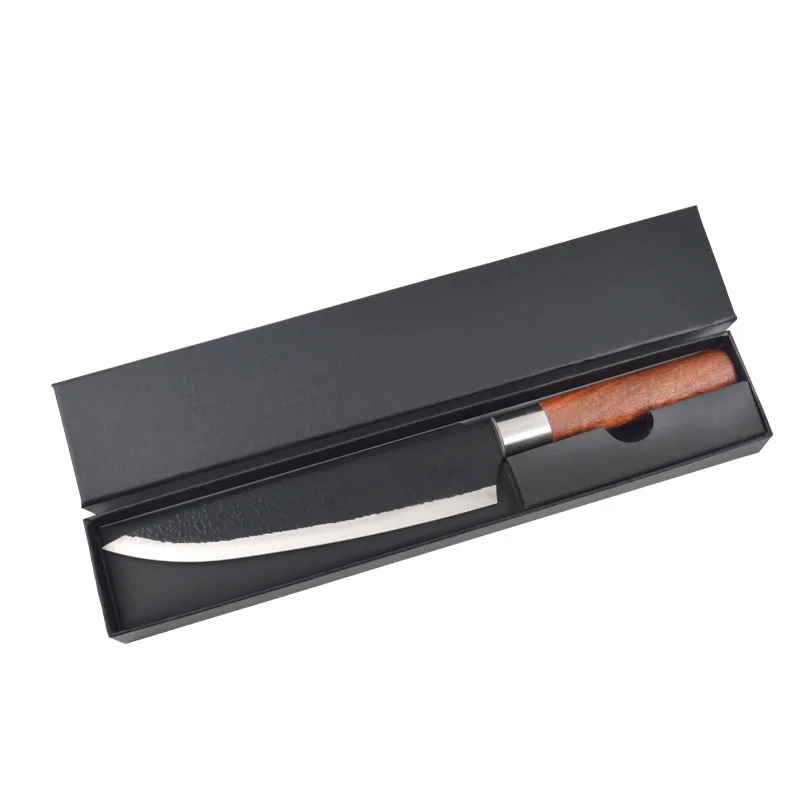 8 inch Chef Knife SHUOJI нож из углеродистой стали кованый молоток разделочные ножи из нержавеющей стали Nakiri овощи Мясо Кливер японские столовые приборы - Цвет: 8 inch Chef Knife