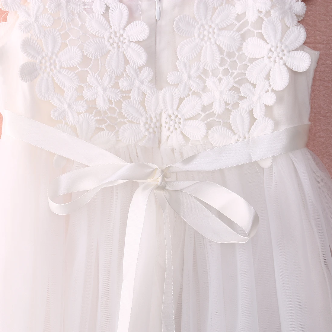 pudcoco 2017 new 3 color bulk sleeveless mini Baby Girl Princess Party Pearl Lace Tulle Flower Backless Gown Fancy Dress 2-7Y | Детская