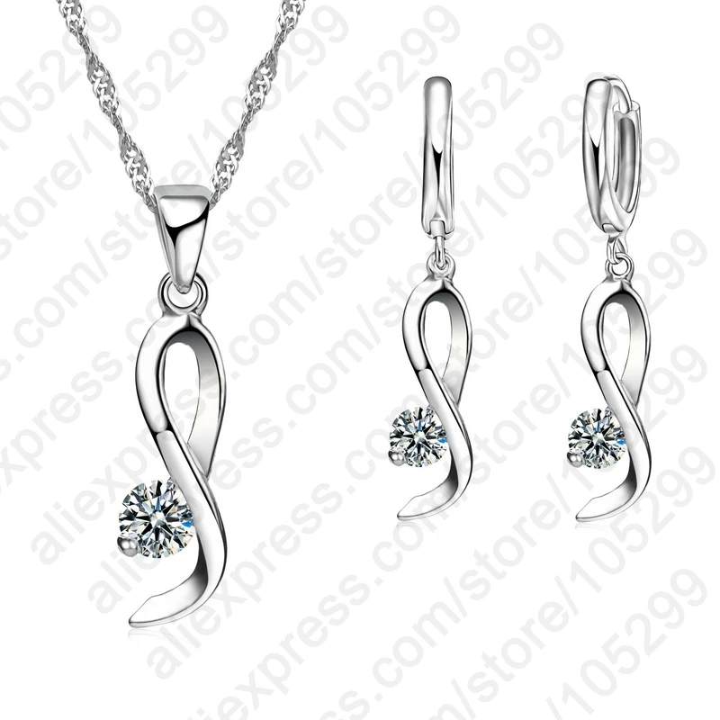 

Элегантный женский 925 пробы, серебряные ювелирные изделия, прозрачный CZ Модный дизайн, женское ожерелье с подвеской, серьги-капли, свадебный...