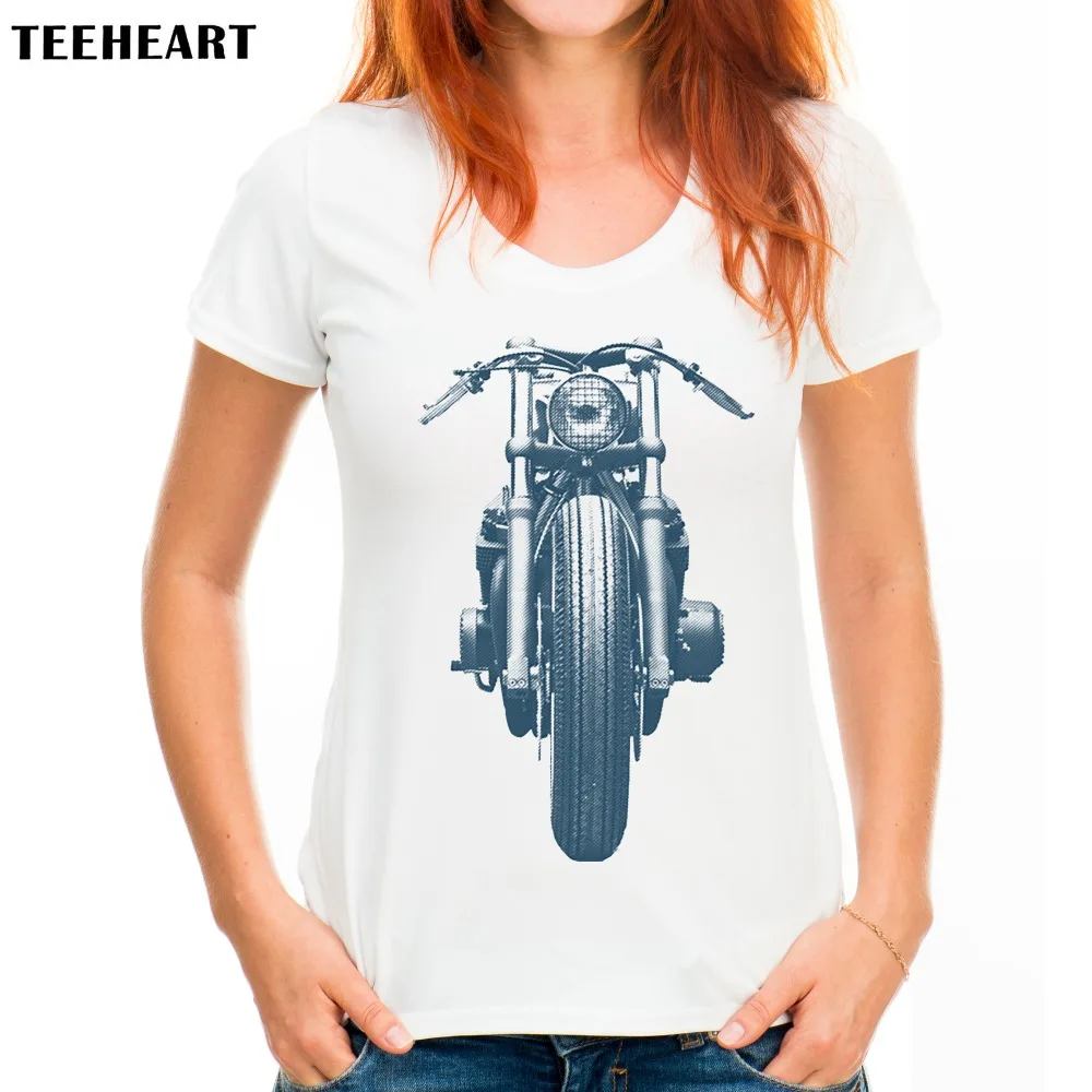 TEEHEART новые женские Vinatge мотоциклетные футболки с коротким рукавом и круглым
