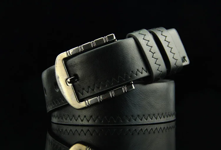 PD482 black KAWEIDAFashion Мужские аксессуары Швейные пояса из натуральной кожи винтажная Пряжка со штырем ремни для джинсов мужской коричневый черный пояс для талии - Цвет: PD482 black